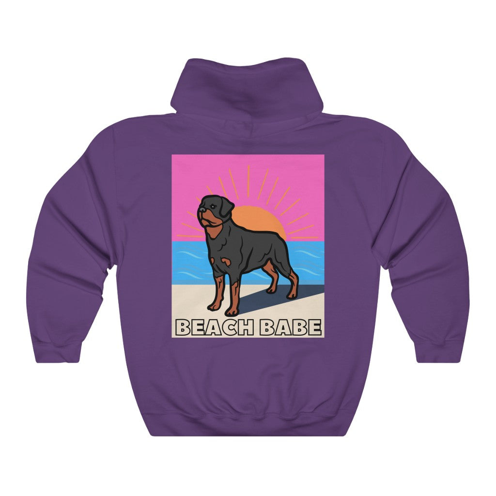 Beach Babe Hoodie Sweatshirt | Rottweiler Gift | Mom Shirt | Dad Shirt | Cool Mom sweater | Rottie Lover | Gift for Wife | Rottie Hoodie