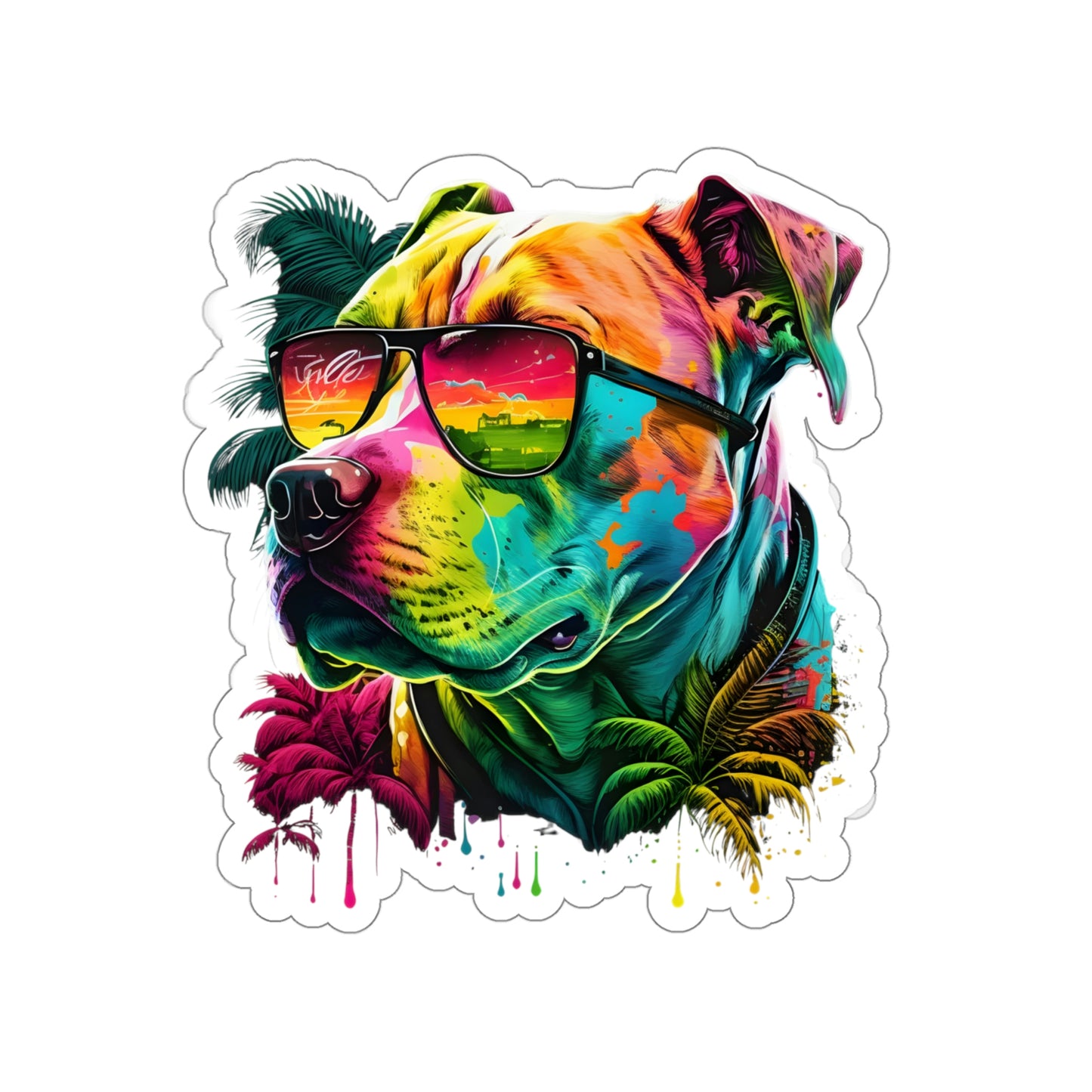 Tropical Pitbull Die-Cut Stickers