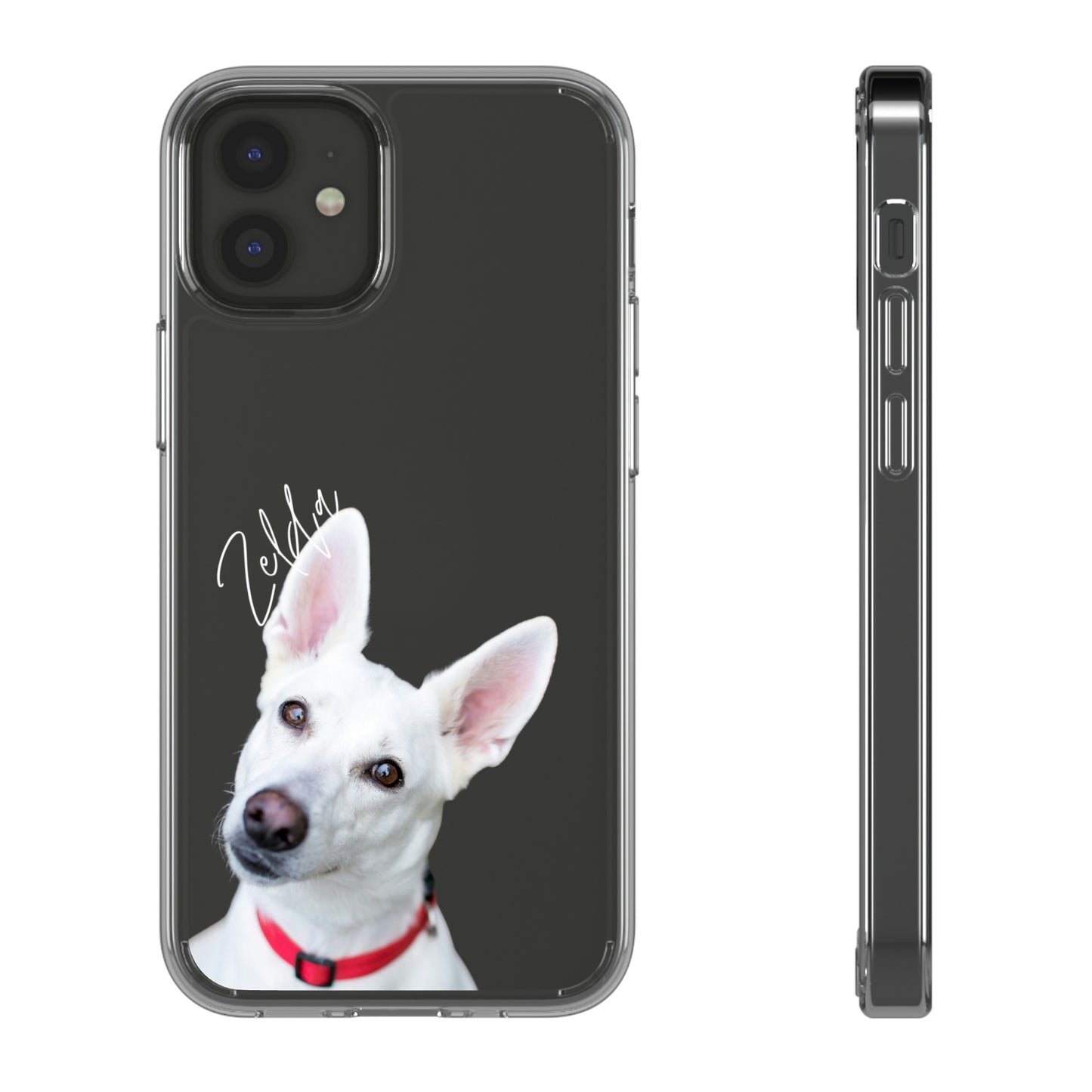 Clear Custom Pet Phone Case Using Pet Photo + Name