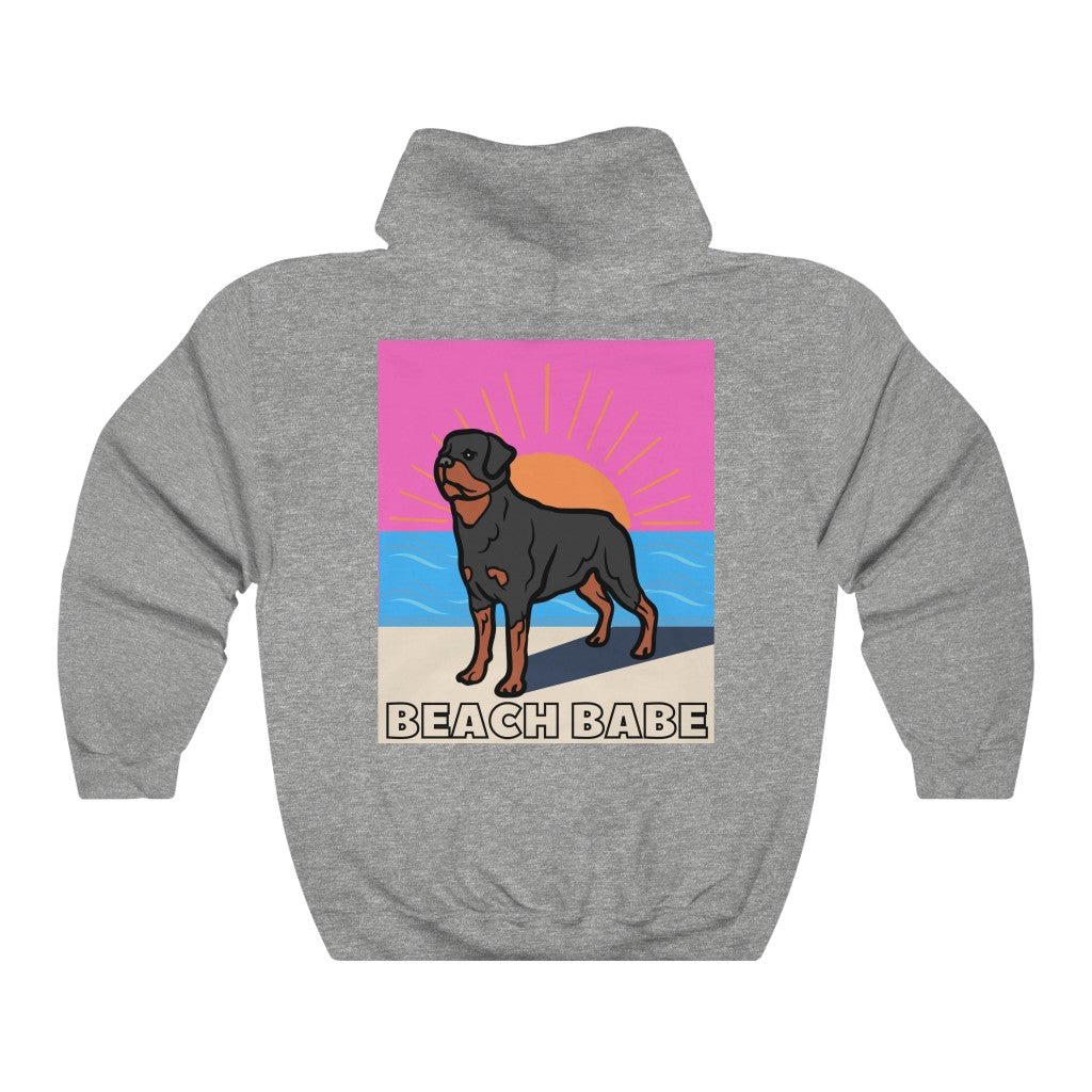 Beach Babe Hoodie Sweatshirt | Rottweiler Gift | Mom Shirt | Dad Shirt | Cool Mom sweater | Rottie Lover | Gift for Wife | Rottie Hoodie