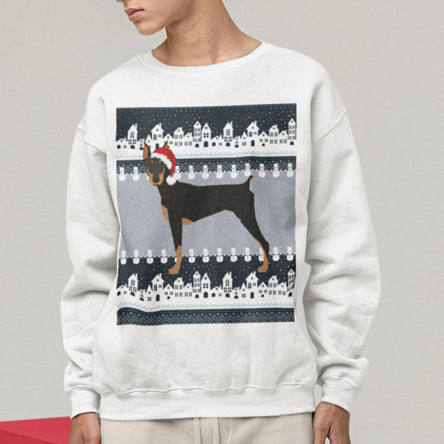 | Doberman Christmas Crewneck | Doberman Mom | Doberman Dad | Doberman Sweatshirt | Ugly Dog